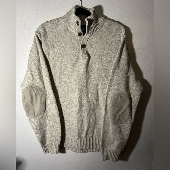 GAP Sandstone Wool Blend Knit Sweater with Corduroy Elbow Patches Size XXL - Picture 1 of 4